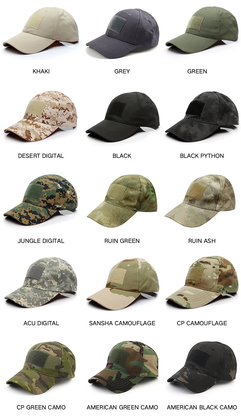 Custom Outdoor Man Green Embroidery Logo Tactical Camo Sports Baseball Cap